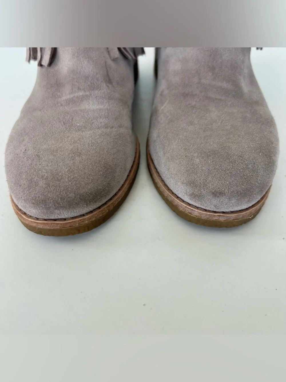 KATE SPADE New York Betsie Taupe Suede Fringes Booties Ankle Boots Sz 8 M